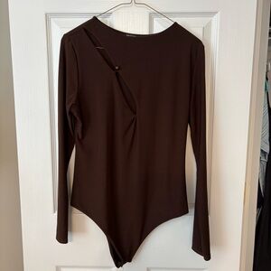 NastyGal Brown Long Sleeve Bodysuit